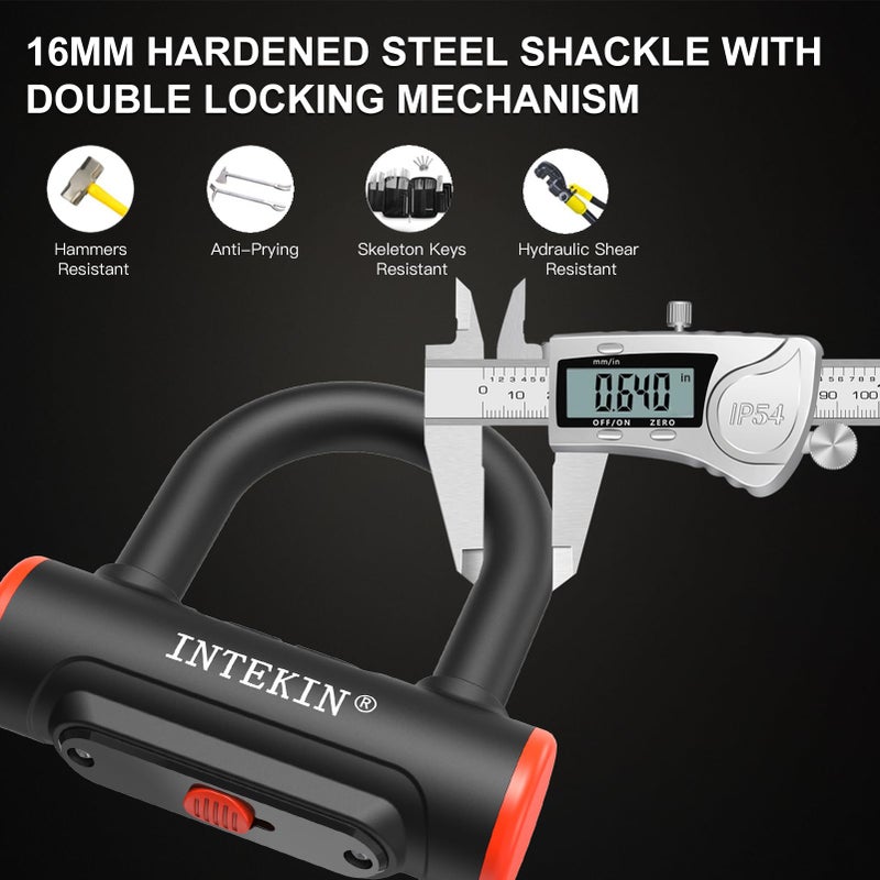 INTEKIN Motorcycle Chain Lock 3.3FT/100cm Bicycle Locks 8mm/10mm Thick Bike Lock Anti Theft Heavy Duty Security Chain with 16mm U-Lock for Motorcycles  Gates  and More - Image 4